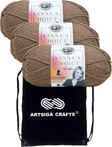 Miniatura 55 de Lion Brand Vanna's Choice Pink 860-101 (3 madejas - mismo lote de tinte) Estambre acrílico mediano Worsted #4 para ganchillo y tejer con bolsa