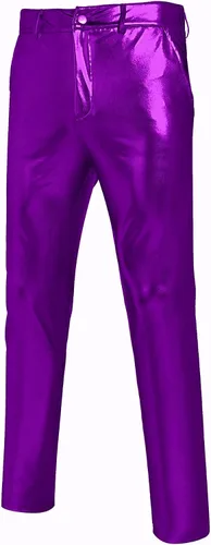 Miniatura 4 de COOFANDY Pantalones de mezclilla metálicos brillantes para hombre, para fiesta, baile, discoteca, discoteca, pantalones de pierna recta, Metálico