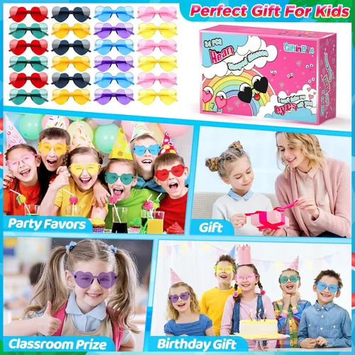 Miniatura 7 de GIFTINBOX 24 Pack Heart Sunglasses Heart shaped Sunglasses Kids Sunglasses Party Favors Heart Glasses Birthday Girls