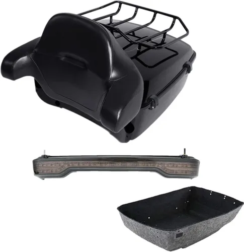 Miniatura 12 de TCMT King - Caja para maletero de motocicleta, almohadilla para respaldo, portaequipajes, altavoces, luces laterales, luz trasera para Harley
