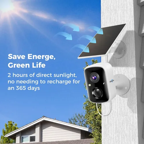 Miniatura 4 de Hiseeu Cámaras de seguridad solares inteligentes para exteriores, alimentadas por baterías, Wi-Fi, 3K, 4MP, detección de movimiento PIR/AI