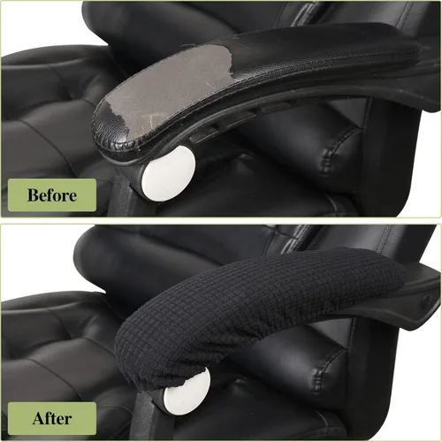 Miniatura 4 de Vin Beauty Fundas para reposabrazos de silla de oficina, 2 piezas, Fundas removibles para reposabrazos de oficina, Fundas elásticas para Negro