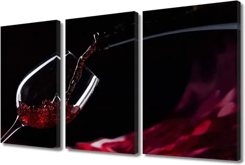 Miniatura 125 de Obra de arte para paredes del hogar, 3 paneles de letras de vino tinto, pinturas de corcho, impresiones HD, arte de pared de corcho de vino sobre