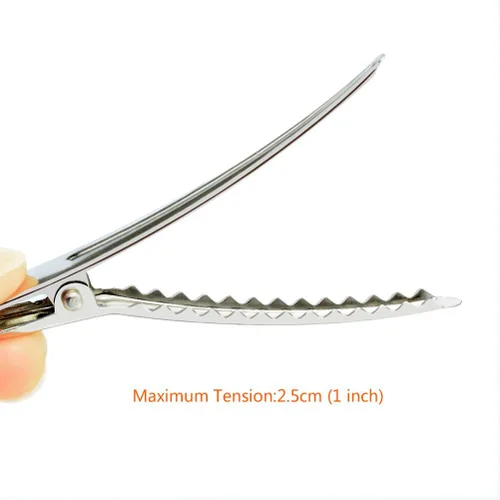 Miniatura 3 de Marrywindix pinzas tipo cocodrilo para el cabello, 2,36 pulgadas, metal plateado, para peluquería, accesorios para el cabello, "hágalo usted mismo