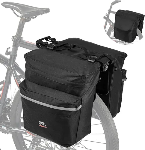 Miniatura 9 de KEMIMOTO - Bolsa para bicicleta alforja con cubierta anti-lluvia, bolsa de sillín de bicicleta impermeable de 34L para almacenamiento de bolsas