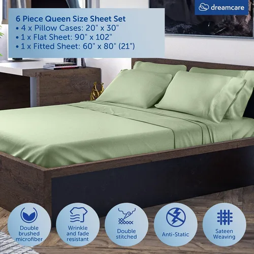 Miniatura 51 de DREAMCARE Juego de sábanas Queen – 6 piezas Sábanas de enfriamiento – hasta 15” Sábanas profundas tamaño Queen – Colección 2500 Supreme – Extra 03