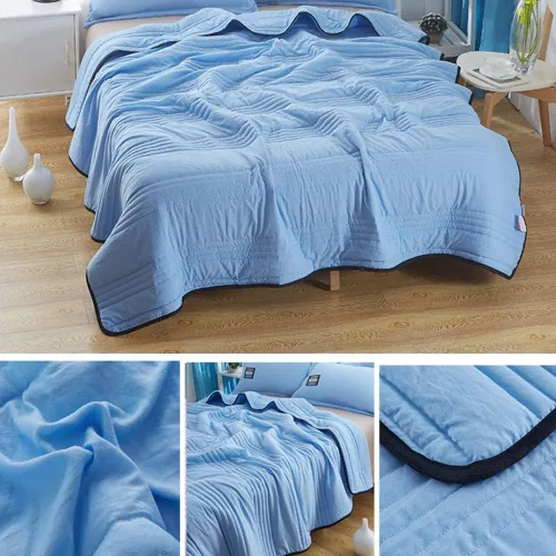Miniatura 6 de soputry Manta refrescante de seda, manta refrescante para sudores nocturnos, manta ligera de verano ultra fría y transpirable para personas que Gris