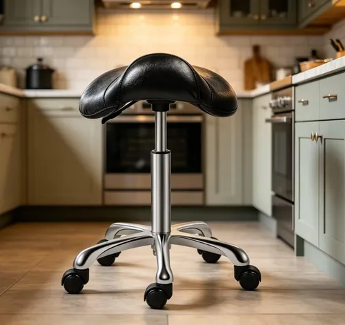 Miniatura 2 de Kaleurrier Taburete con ruedas para sillas de escritorio giratorias de cocina de salón Asiento de sillín; capacidad de peso de 350 libras; altura