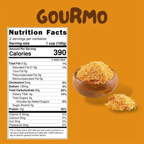 Miniatura 2 de GOURMO Kadayif al horno triturado 200g (7.1 oz), Masa de fillo triturada Kataifi asada para relleno de chocolate Dubai, Kunafa, Knafeh