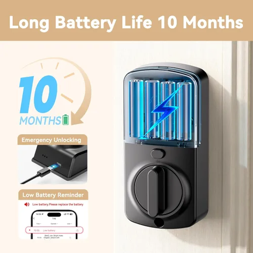 Miniatura 4 de IRONZON Cerradura de puerta inteligente, cerrojo 5 en 1 con teclado para puerta delantera, cerradura de puerta de entrada sin llave con control