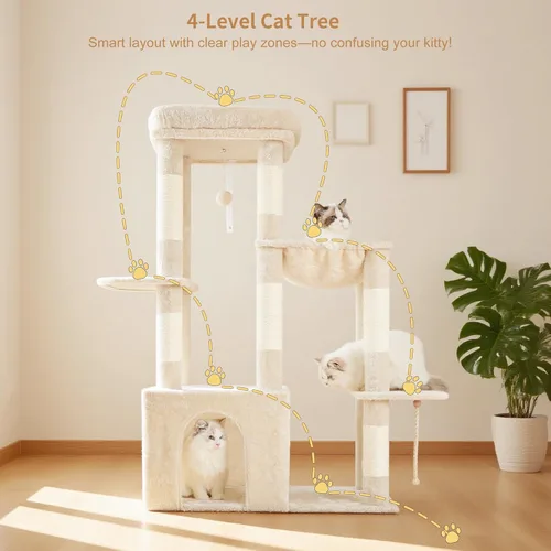 Miniatura 2 de Heybly Árbol para gatos resistente, torre para gatos de interior grande para adultos, casa condominio alta para gatos con zócalo extragrande