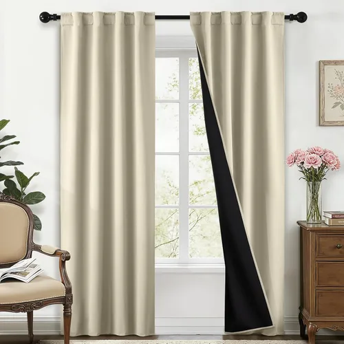 Miniatura 310 de Yakamok Cortinas negras, cortinas de ventana con aislamiento térmico y eficiencia energética para dormitorio, cortinas opacas completas y cortinas