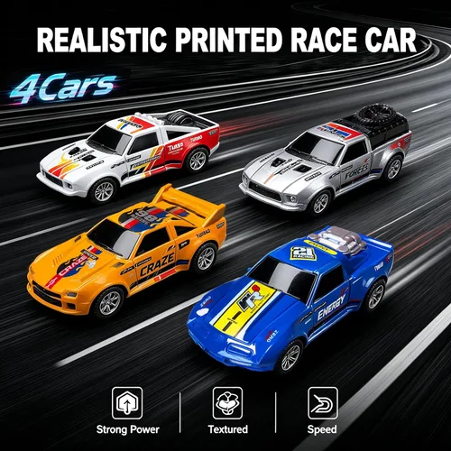 Miniatura 5 de Juegos de carreras de coches de tragamonedas con 4 coches de tragamonedas de alta velocidad, juego eléctrico de doble carreras con 2 controladores