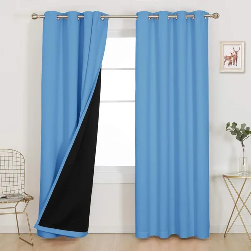 Miniatura 34 de Deconovo Cortinas 100% opacas, cortinas de ventana con aislamiento térmico, paneles reductores de ruido, cortinas de forro negro, con ojales
