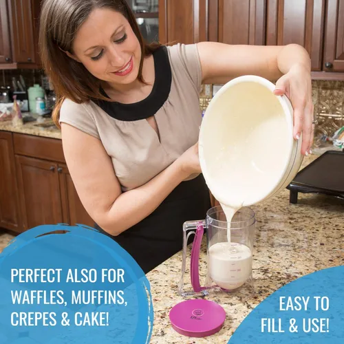 Miniatura 8 de KPKitchen Dispensador de masa para panqueques y juego de 4 tazas medidoras líquidas, perfecto para panqueques, cupcakes, waffles, crepé y más
