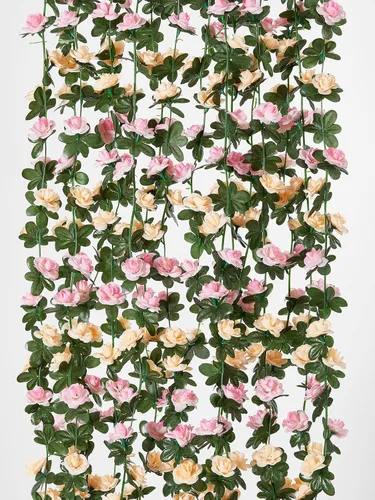 Miniatura 5 de PARTY JOY 8 piezas 65.6 pies Guirnalda de Flores, Vid de Rosa Falsa Flores Artificiales Guirnalda de Hiedra Rosa Colgante para Decoración de Pared