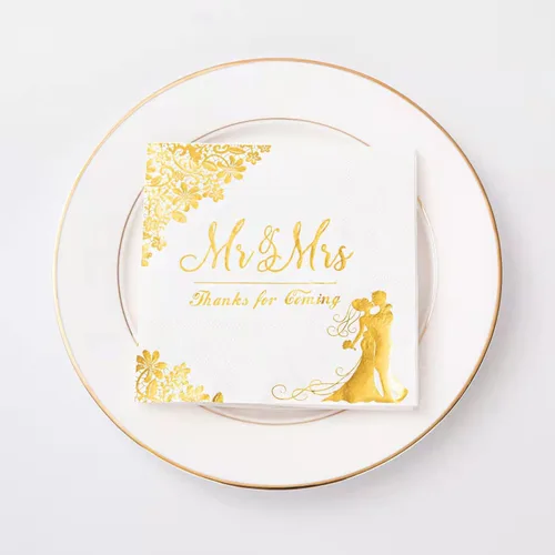 Miniatura 6 de 100 servilletas doradas de boda para recepción, cóctel, desechables para compromiso, decoración de fiesta de despedida de soltera