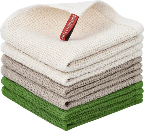 Miniatura 13 de Nialnant Paquete de 6 toallas de cocina, 100% algodón, tejido de gofre, para secar platos, toallas de mano extrasuaves y absorbentes, 13 x 28 Beige