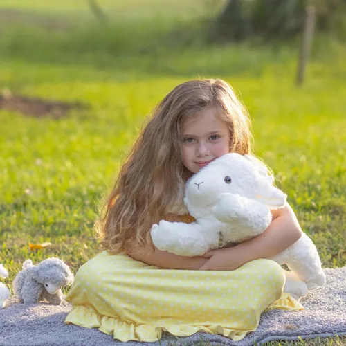 Miniatura 8 de Tezituor Juego de 5 Animales de Peluche de Cordero, Peluche Grande de Oveja Mamá de 20 Pulgadas con 4 Lindos Bebés Cordero, Almohada de Felpa