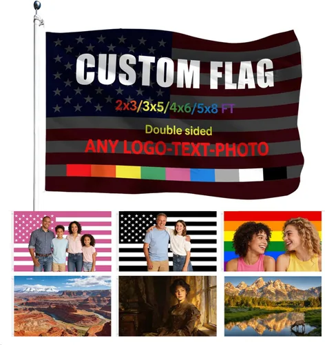 Miniatura 8 de Bandera estadounidense personalizada de 3 x 5 pies, banderas divertidas personalizadas con texto fotográfico, tapiz resistente a desgarros