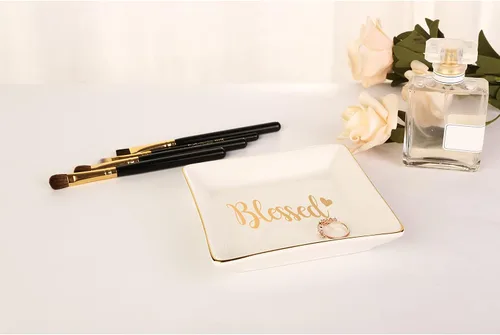 Miniatura 4 de Regalos de agradecimiento para mujeres Plato de cerámica para anillos, bandeja de joyería, regalos de Dios, regalos de deseos para ella, regalos