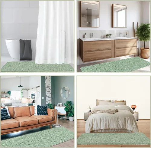 Miniatura 193 de Alfombra de baño pequeña de 12 x 18 pulgadas, lavable y absorbente, antideslizante, alfombra de baño de felpilla gruesa y suave para baño, ducha