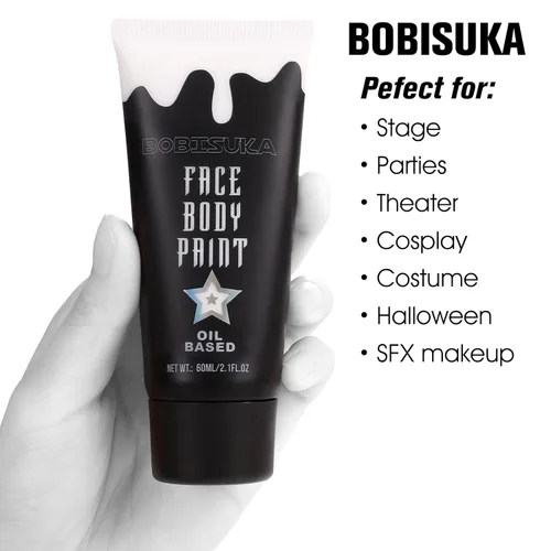 Miniatura 6 de Pintura facial blanca, pintura corporal de maquillaje de payaso, kits de pintura facial en crema mezclable para Skull Joker Vampire Mime, cosplay