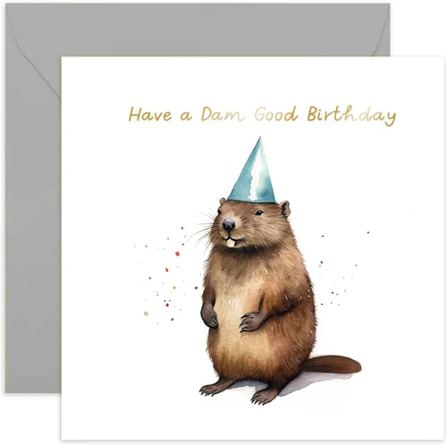 Old English Co. Dam Good Birthday Card for Her - Divertida tarjeta de cumpleaños para mamá, papá, hija, hijo, tarjeta de cumpleaños de lámina dorada