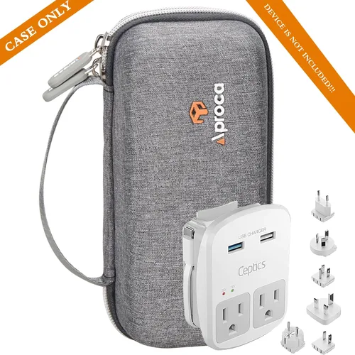 Miniatura 5 de Aproca Funda compatible con el kit de adaptador de viaje Ceptics World, bolsa de almacenamiento portátil para accesorios, color gris (solo funda)