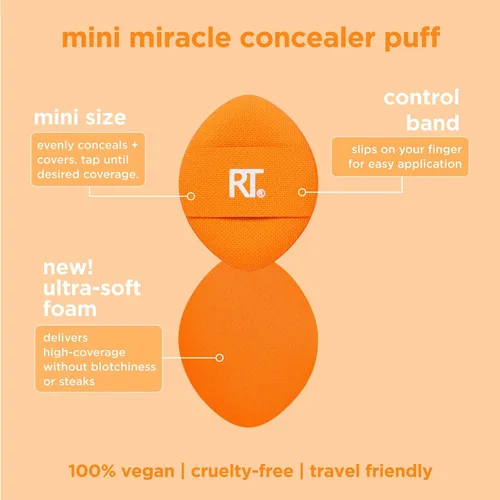 Miniatura 3 de Real Techniques Mini Miracle Concealer Puff Trio, pequeña esponja de maquillaje para base líquida y crema y corrector, ocultación específica, apto
