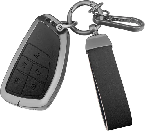 FT FUNTOR Funda de llavero de metal para Chevrolet Tahoe, piel sintética, aleación de zinc, para GMC Yukon Denali Sierra 2021-2025, para Chevy