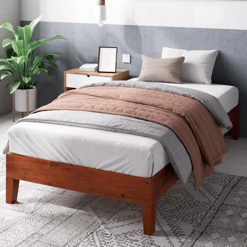 Miniatura 17 de Cama plataforma de madera sólida de lujo Zinus 12 pulgadas con cabecero de cama/no necesita resortes/soporte de madera con listón/acabado expreso