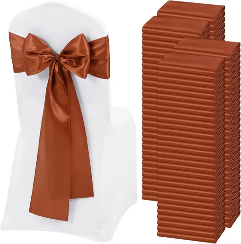 Miniatura 12 de 60 bandas para sillas de satén negro, diseño de lazos con lazos, para decoración de sillas para Acción de Gracias, boda, Navidad, banquetes