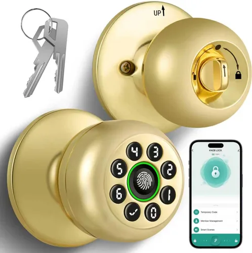 Miniatura 8 de Cerradura de puerta de huellas dactilares, perilla inteligente de puerta de huellas dactilares con teclado, pomos de puerta biométricos con control