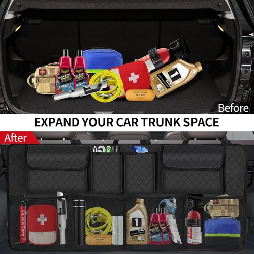 Miniatura 4 de Organizador y almacenamiento para maletero de automóvil, accesorios de almacenamiento colgantes para asiento trasero de gran capacidad, organizador