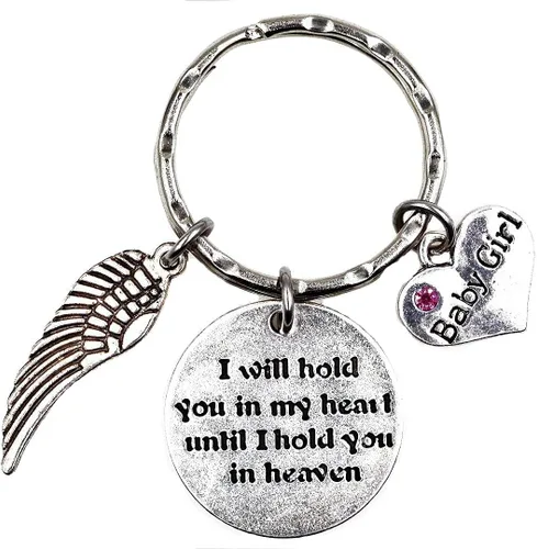 Miniatura 16 de Llavero con texto en inglés "I Will Hold You in My Heart Until I Hold You in Heaven Angel Wing Family Charm Veterans Luurn Grief Sympathy