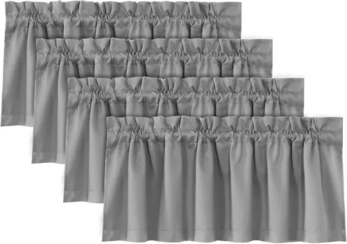 Miniatura 10 de H.VERSAILTEX Cenefas de cortina 100% opacas para ventanas, 2 paneles con aislamiento térmico, bolsillo para barra, pequeña cenefa corta para cocina