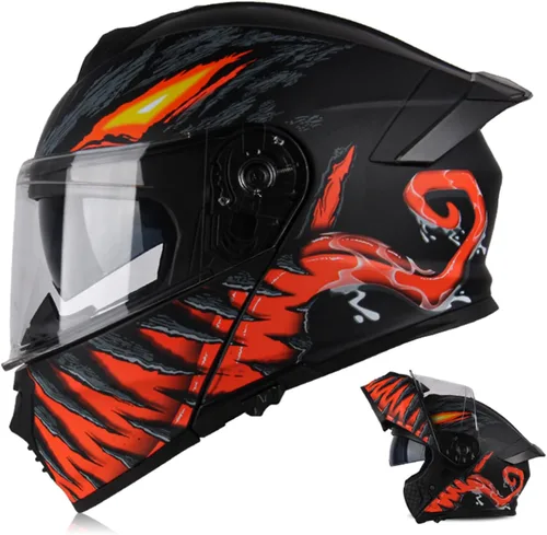 Miniatura 7 de Modular Motorcycle Helmet for Men Women, Flip Up Full Face to Open Face Helmet, DOT & FMVSS 218 Certified, Dual Visor, Removable & Washable Liner