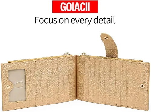 Miniatura 4 de GOIACII - Carteras para mujer de dos pliegues con bloqueo RFID y 2 bolsillos con cremallera