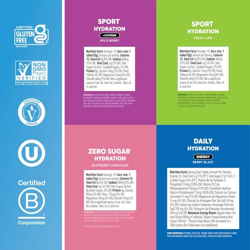 Miniatura 5 de Nuun Hidratación - Tabletas de electrolitos - Mezcla de bebida con sodio, potasio, cloruro, calcio, magnesio, 1g y 0g de azúcar Vegano, sin