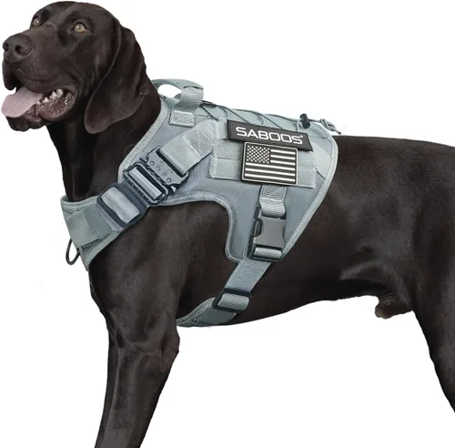 Miniatura 12 de Arnés militar para perro, sin tirones, con asa y Molle, de fácil control, arnés para perro, arnés de entrenamiento para caminar, ajustable, Verde