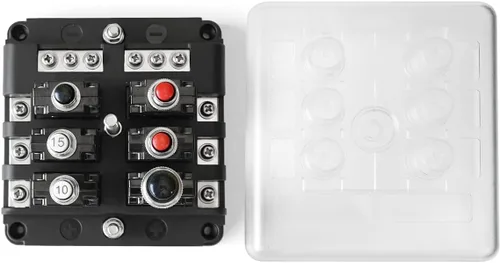 Miniatura 7 de LENKRAD Bloque de fusibles de 12 vías con caja de fusibles de hoja sin indicador de advertencia LED, 12 circuitos ATC/ATO con bus negativo, cubierta
