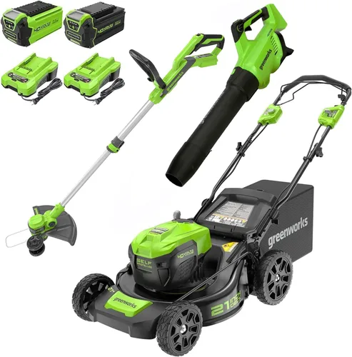Miniatura 3 de Greenworks Cortacésped eléctrico inalámbrico sin escobillas de 40 V 21 pulgadas, recortadora de cuerdas, batería de 5.0Ah y cargador