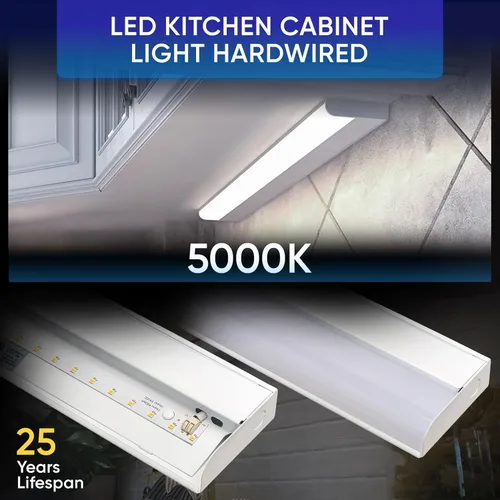 Miniatura 2 de Barra de luz LED para tareas bajo alacena, de 16 W y 24 pulgadas, regulable, CRI>90, 5000 K (luz de día), cuerpo ancho, base de metal de larga 5000K