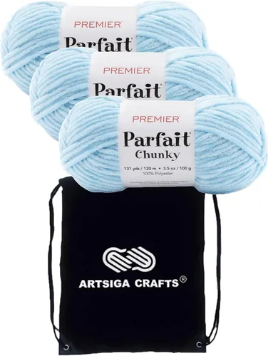 Miniatura 7 de Premier Yarns Parfait Chunky Mushroom 1150-41 (6 madejas - mismo lote de tinte) Peso S Bulky #6 Hilo de poliéster para ganchillo y punto con bolsa