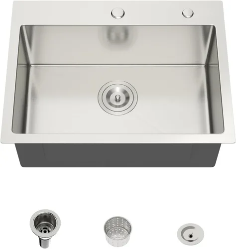 Miniatura 12 de Mocoloo Fregadero de barra de 13 pulgadas con caída en la parte superior, fregadero de cocina pequeño de acero inoxidable T304 de 13 x 15 pulgadas
