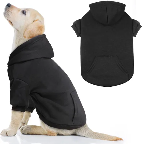 Miniatura 25 de Suéteres para perros grandes, suéter con capucha para perro de vellón cepillado suave sólido, ropa para mascotas, sudadera con capucha para mascotas