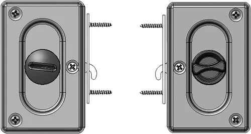 Miniatura 5 de Prime-Line N 7368 Cerradura de Privacidad para Puerta Corrediza de Bolsillo con Tirador - Reemplaza las Cerraduras de Puerta Corrediza Viejas