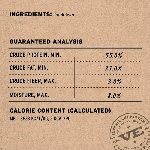 Miniatura 3 de Vital Essentials Golosinas de Hígado de Pato para Gatos, 0.9 oz Crudas Liofilizadas Ingrediente Único Sin Granos, Sin Gluten, Sin Rellenos