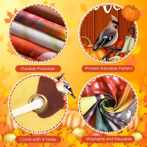 Miniatura 7 de Cartel de puerta de Acción de Gracias, decoración grande para puerta de otoño, pájaro, calabaza, telón de fondo, suministros de fiesta para cosecha